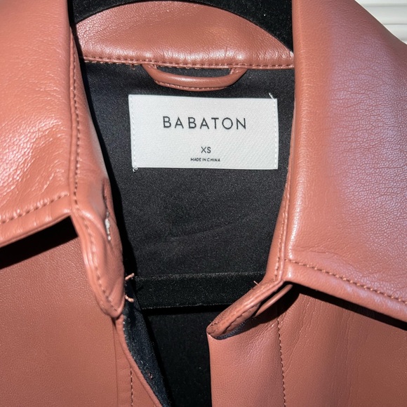 Aritzia Babaton Pelli Shirt Jacket - Brown Leather NWT - Picture 5 of 8